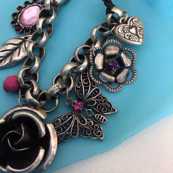 Vintage 90’s Grunge Metal Charm Necklace Super Cute! - Picture 11 of 11